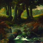 Artist: T.E. Drummond, Title: Rocky Stream, Mair Park, Media: Oil, Size: 89 x 69.5