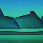 Artist: Freda Simmonds, Title: Blue Coastline Whangarei Heads, Media: Oil on canvas, Size: 67 x 27