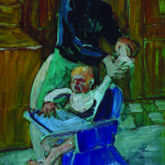 Artist: Michael Smither, Title: Kitchen Study - Mother & Child, Media: Oil on board, Size: 72 x 47 cm