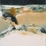 Artist: Margaret Woolley, Title: Night Coastline (1975), Media: Oil on board, Size: 15.5 x 13.5 cm